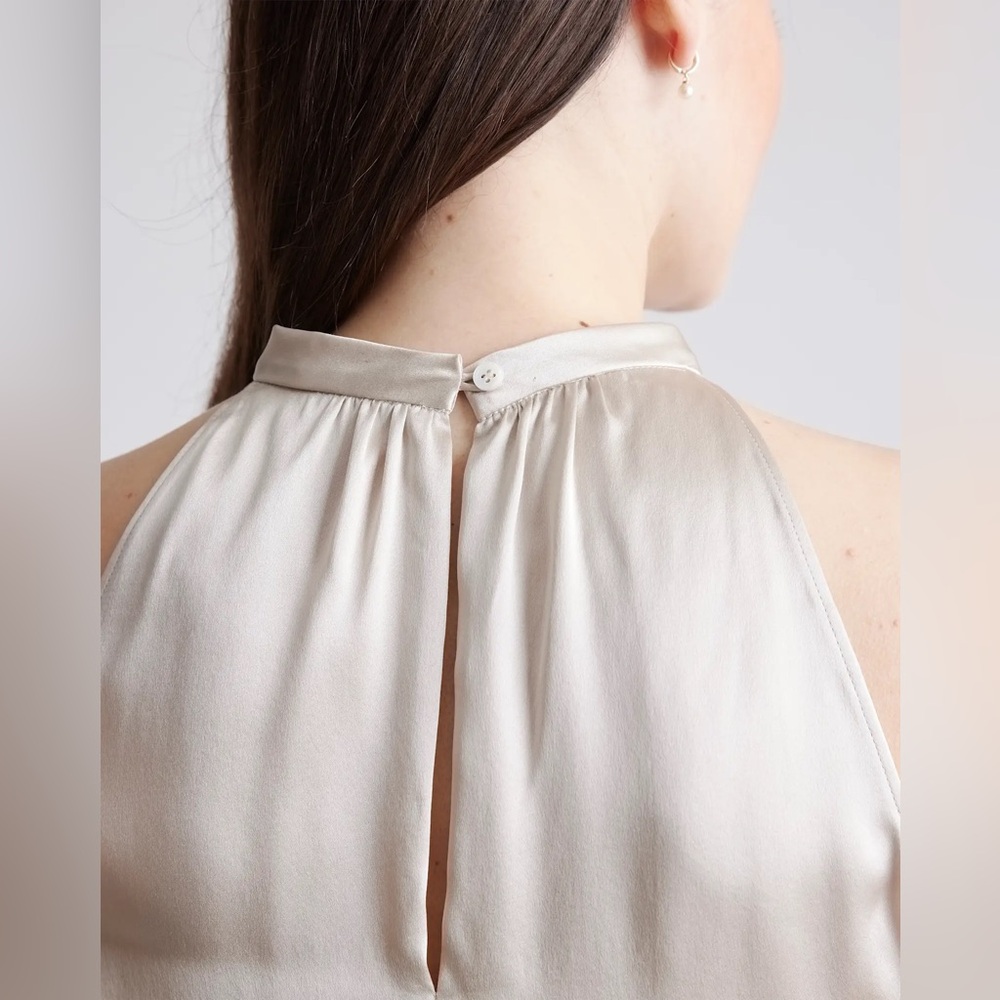 Quince Silk Halter Top in Champagne - Picture 6 of 10